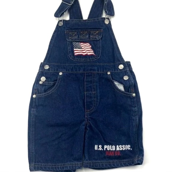 US Polo Assn Bib Overalls  Toddler Jean Shorts 4T - Picture 1 of 8